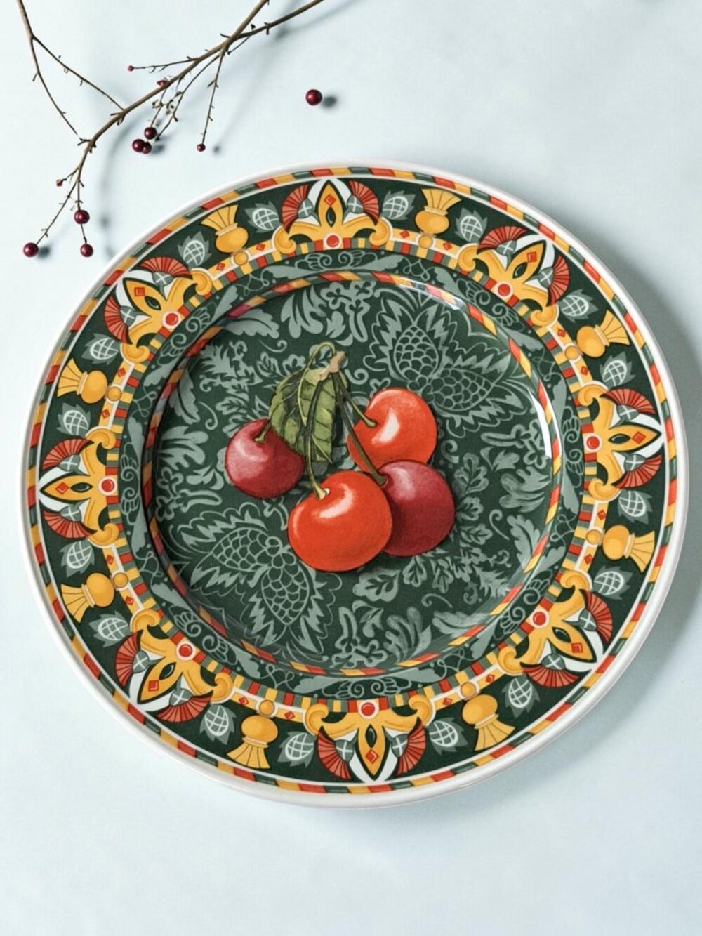 Villeroy & Boch Gallo Design Dessert Plate 8.5” Cherries Art Deco Germany